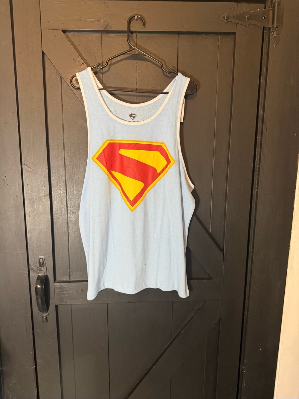 DC Comics Light Blue Tank with Red and Yellow Superman Emblem
